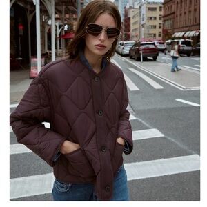 Zara Deep Burgundy Quilted Puffer Jacket like new never worn. Sold out on Zara!